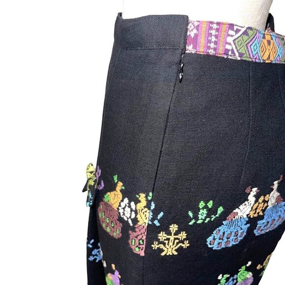 Chalermrak Womens Maxi Skirt Black Size Medium Vintage Custom Made Peacock Lined - Picture 7 of 12